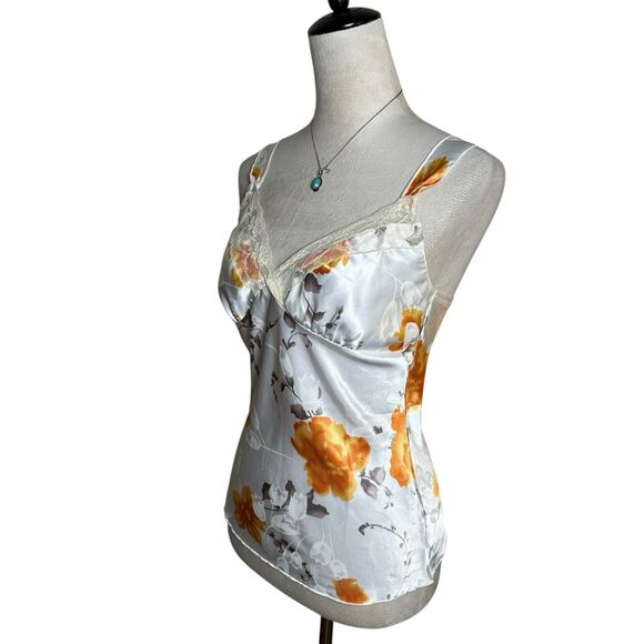 Vintage TG USA Babydoll Lace Satin Floral Tank Top Sz Small Y2K Retro Coquette - Picture 4 of 9